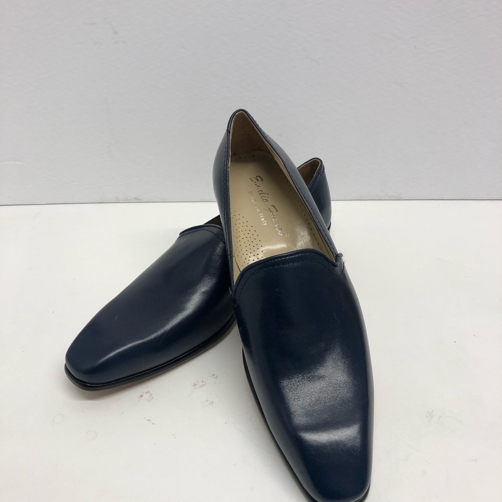 Emilio Franco shoes blue Italian leather captoe - Picture 3 of 6